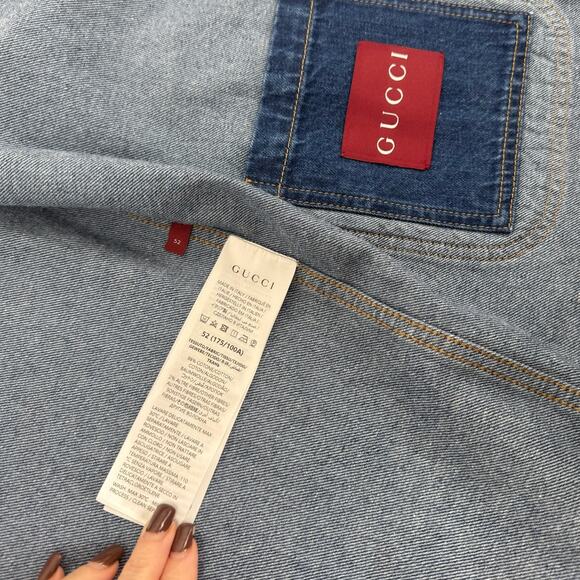 Men's Gucci NWT Indigo Blue Interlocking G Lasered Denim Jacket Size 52 - Picture 3 of 16